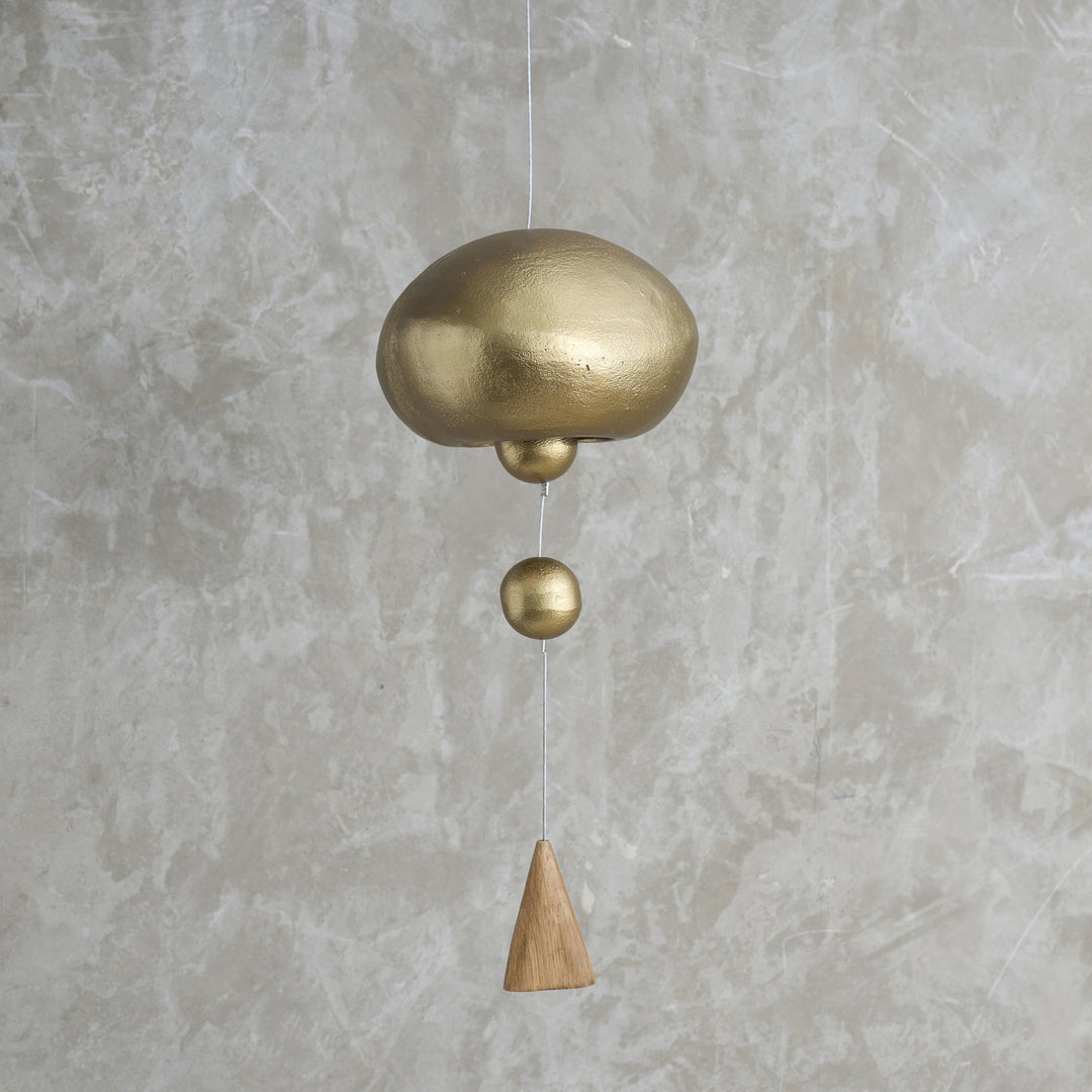 Domed Metal Hanging Bell, Antique Brass
