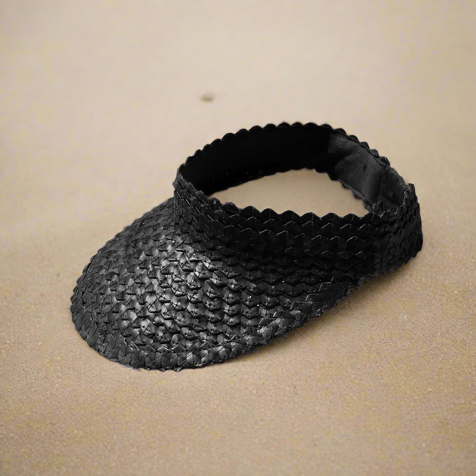 Visor Palm Straw Hat, Black