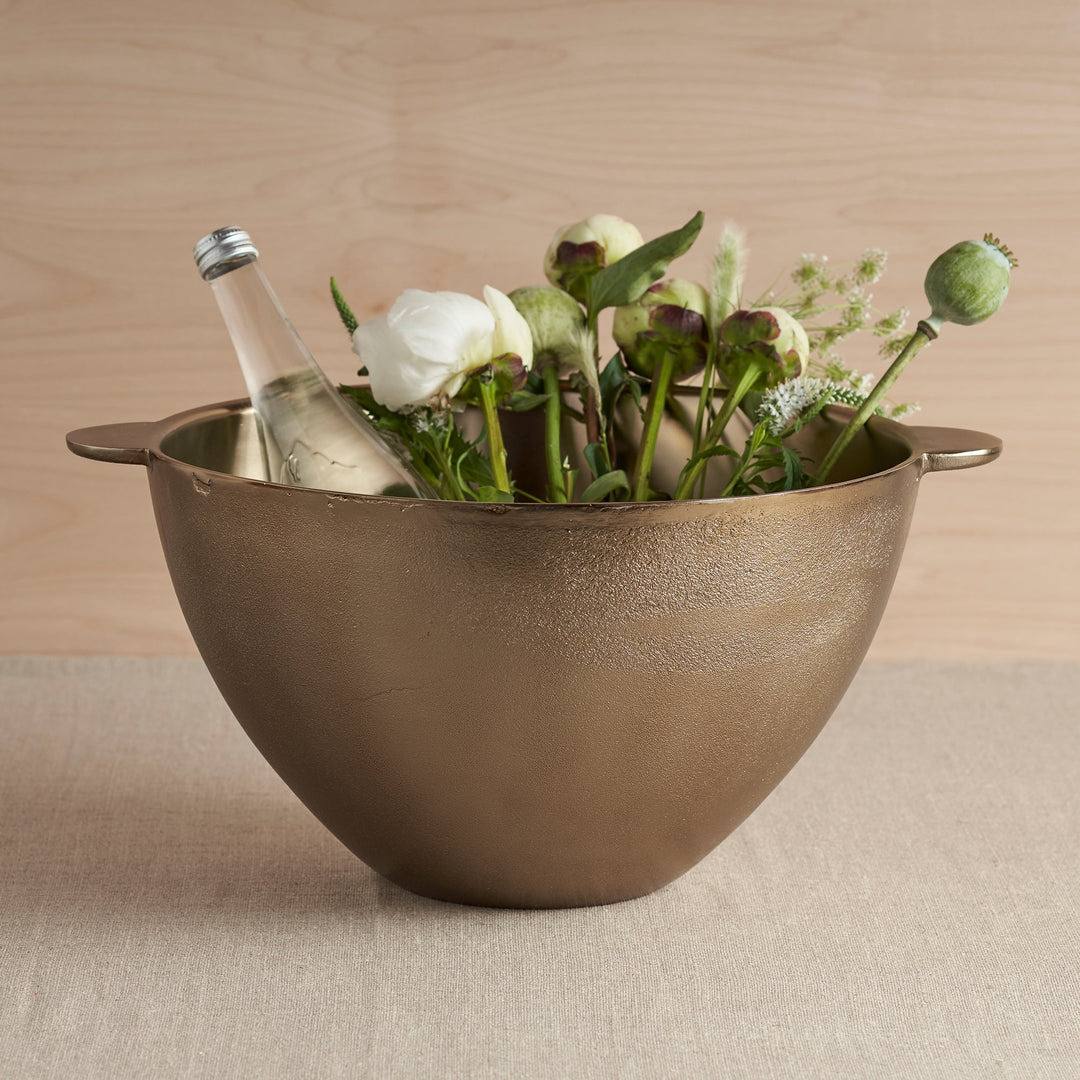 Handmade Party Bucket Bowl or Vase, Antique Brass