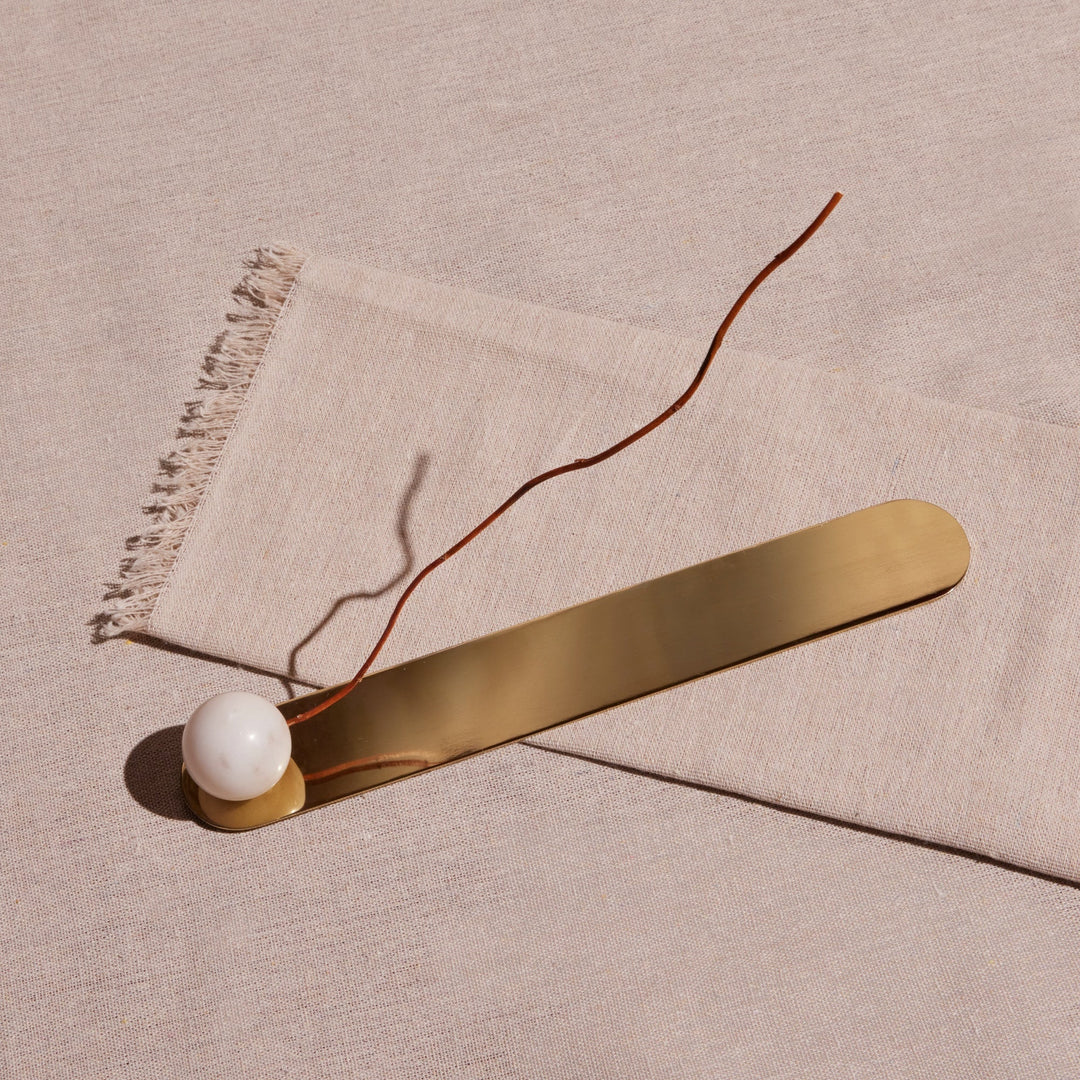 Marble Sphere Incense Holder, Brass