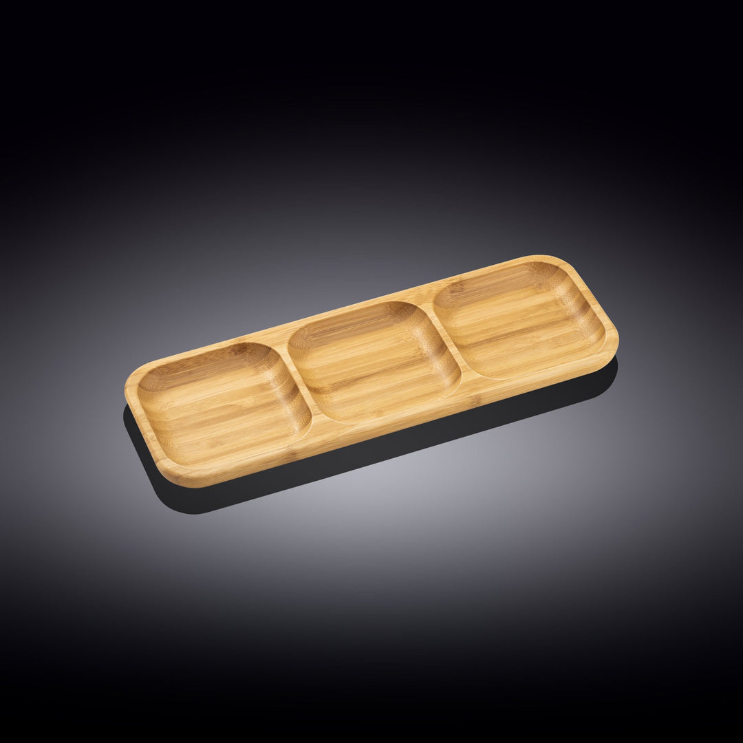 Bamboo Divided Dish, 13" x 4.5" Rectangular