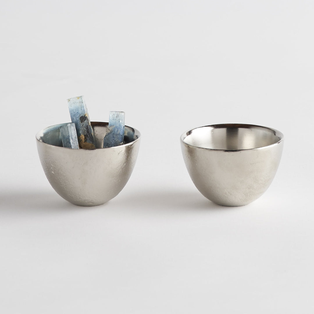 Handmade Set of Two Pinch Bowls, Nickel