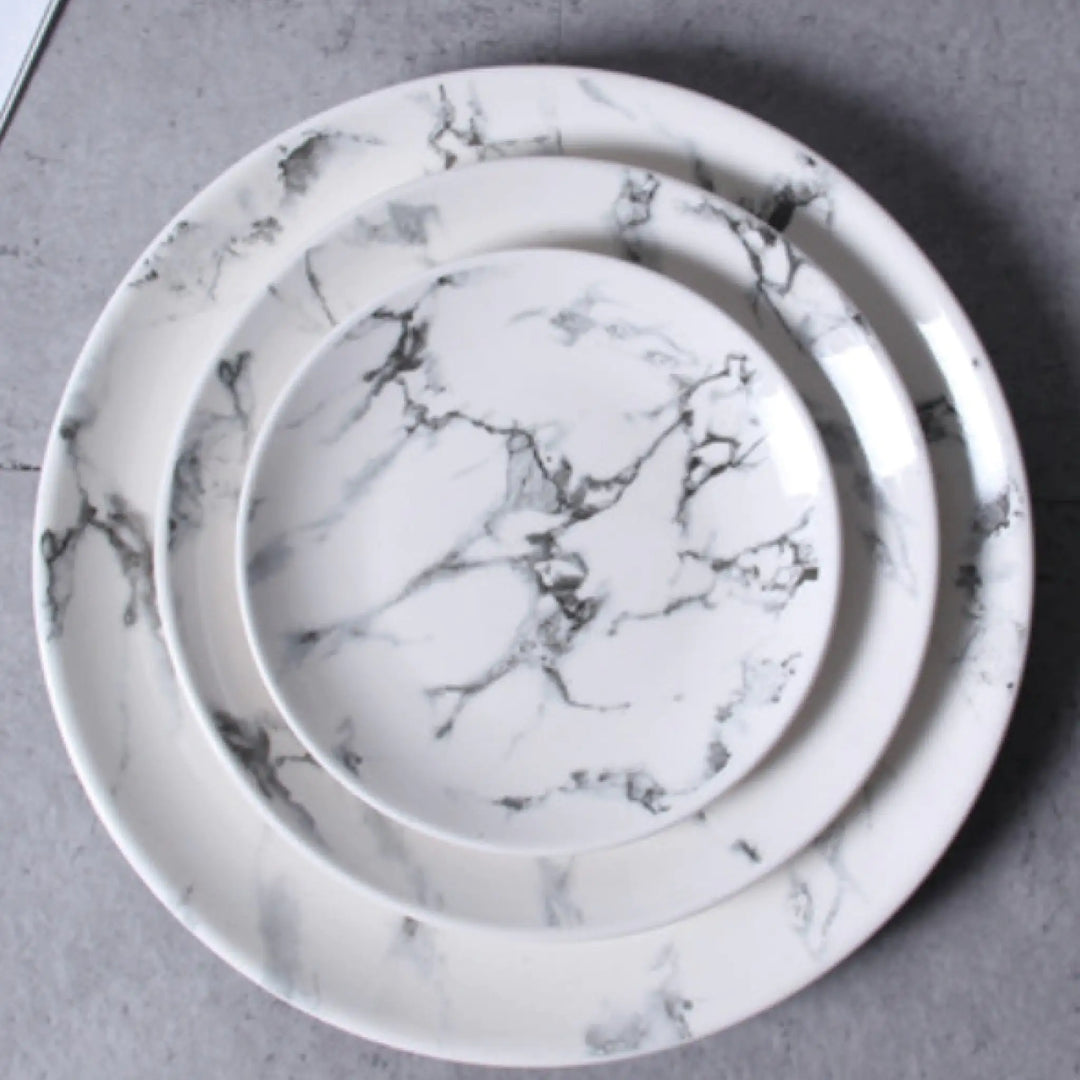 Ceramic Round 8" Plate, Marble Effect