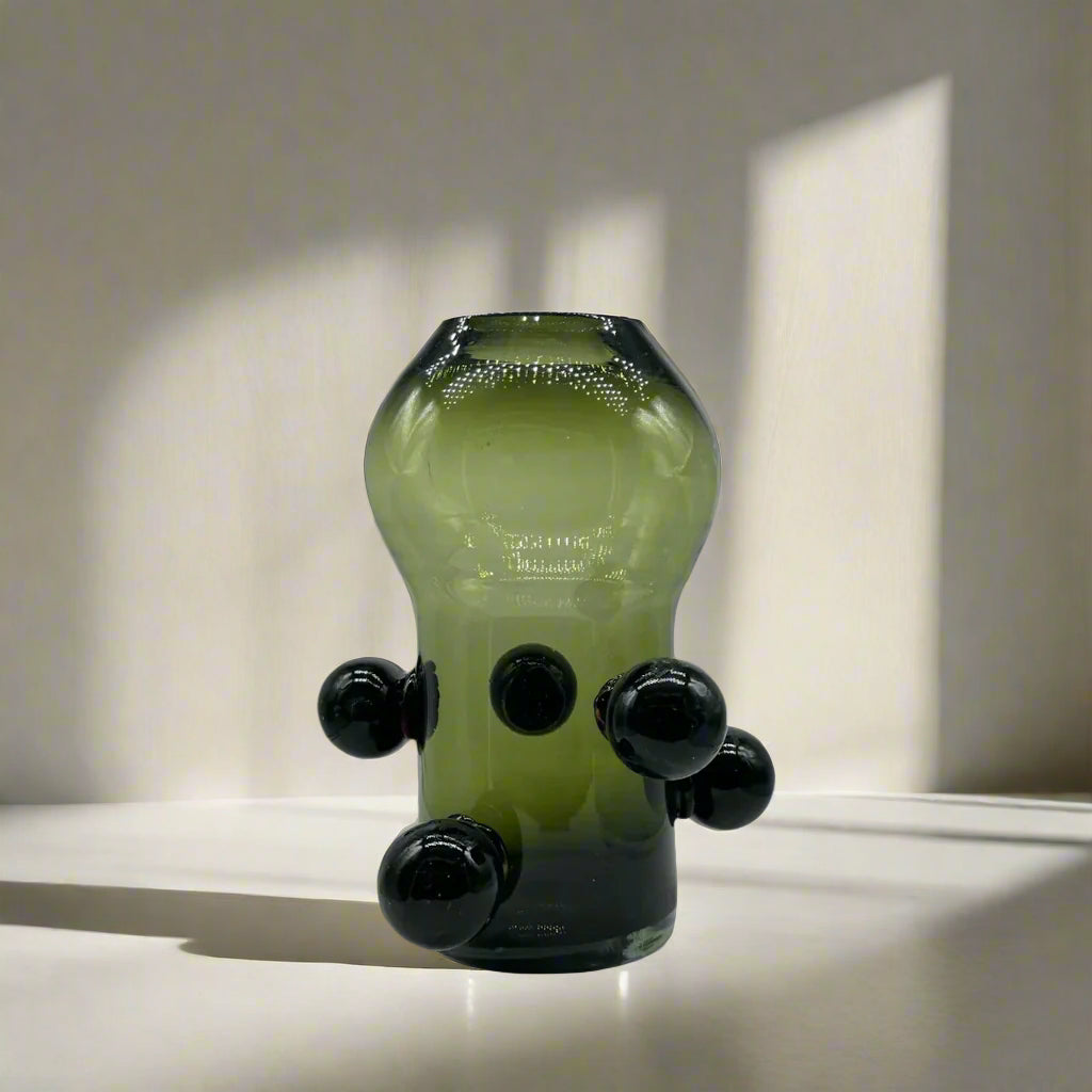 Artisan Glass Balls Vase, Forest Green