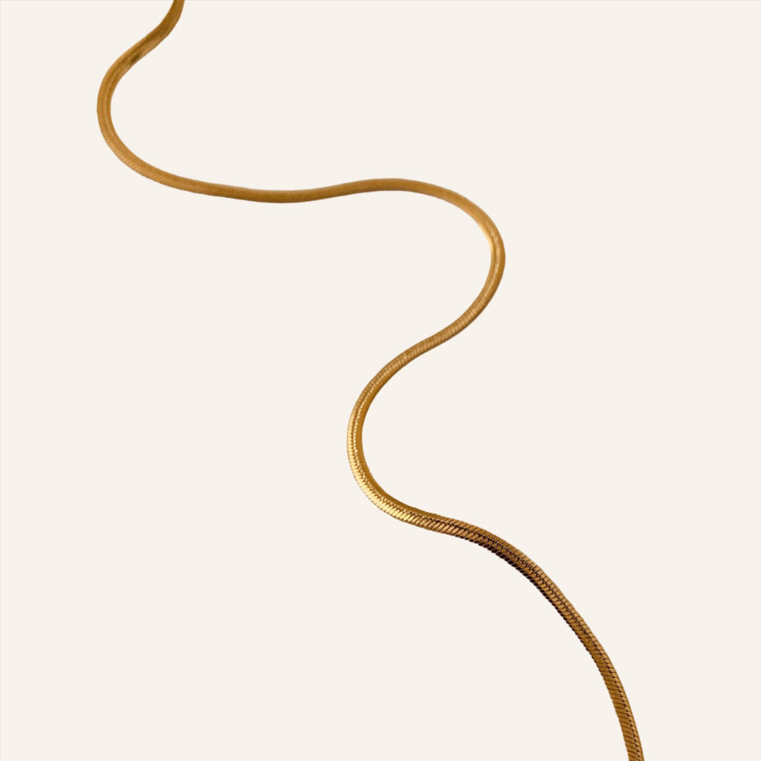 Herringbone Chain Necklace, 18K Gold Plated