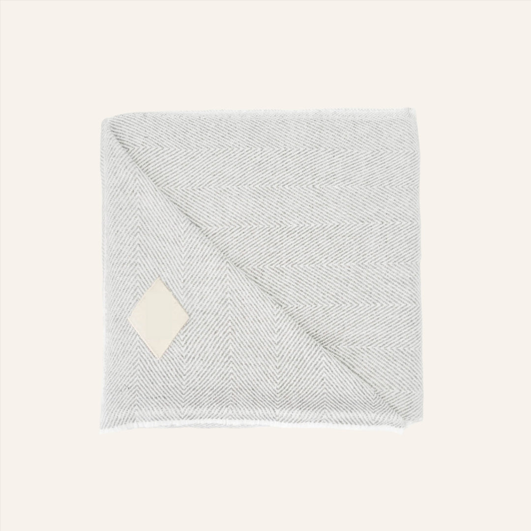 Cashmere Blanket, Gray Herringbone Stripes