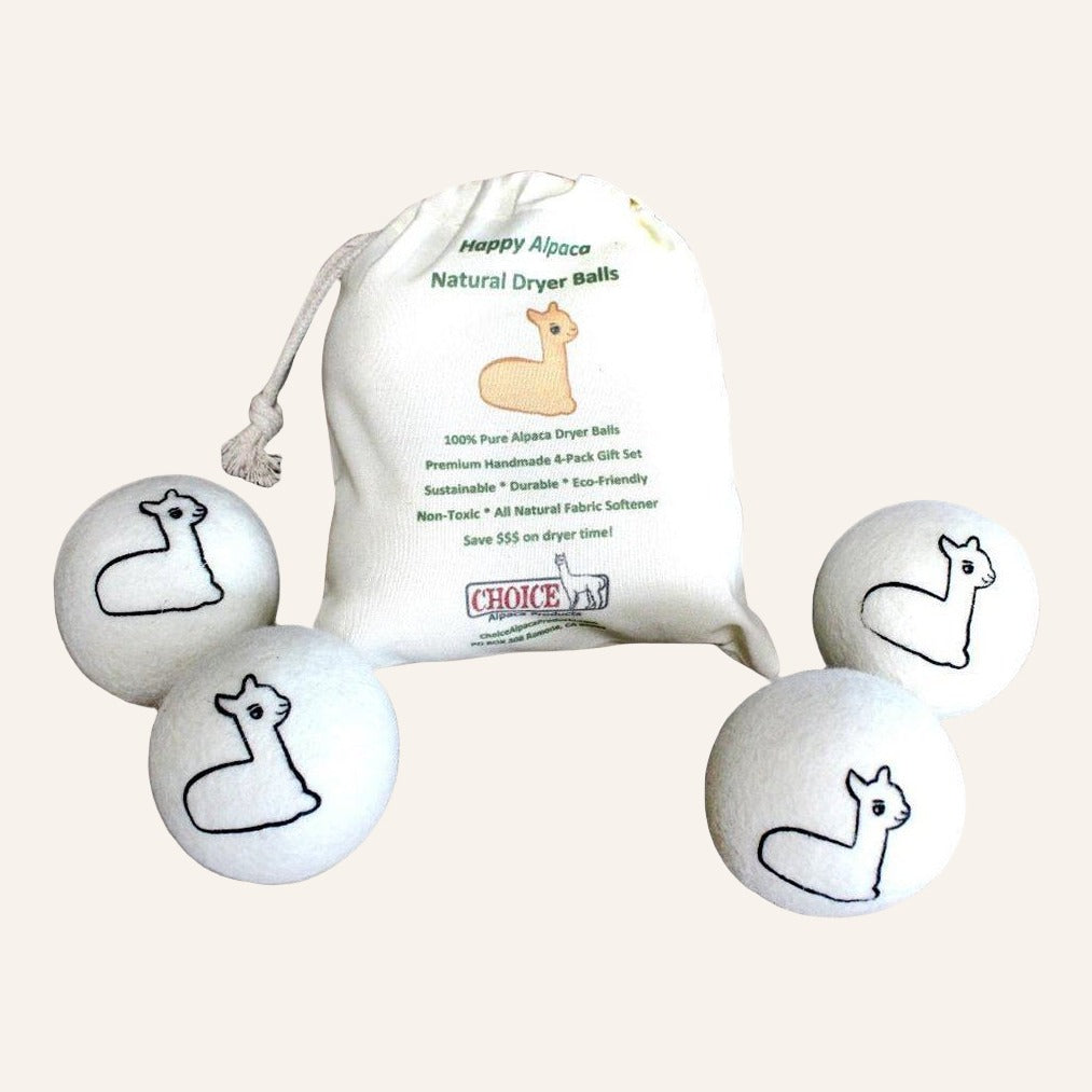 New Zealand Alpaca Wool Dryer Balls, Set of 4