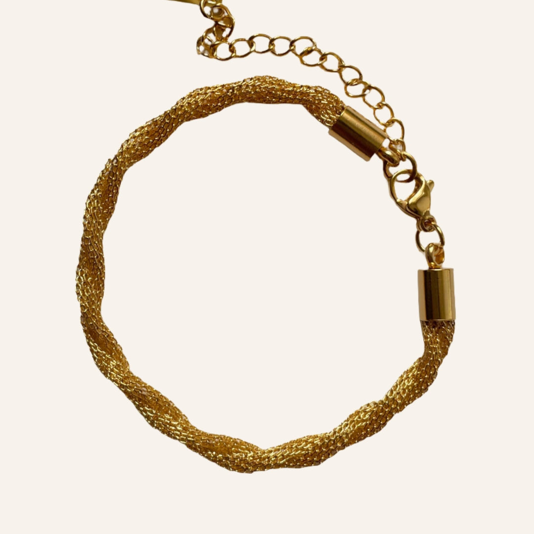 Twisted Chain Bracelet, 18k Gold Plated