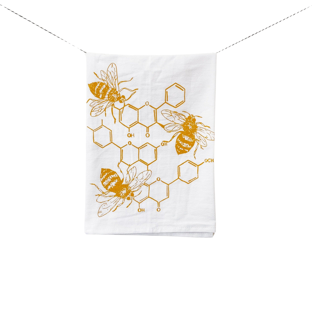 Square Cotton Kitchen Towel, Honey Chemistry (Yellow)