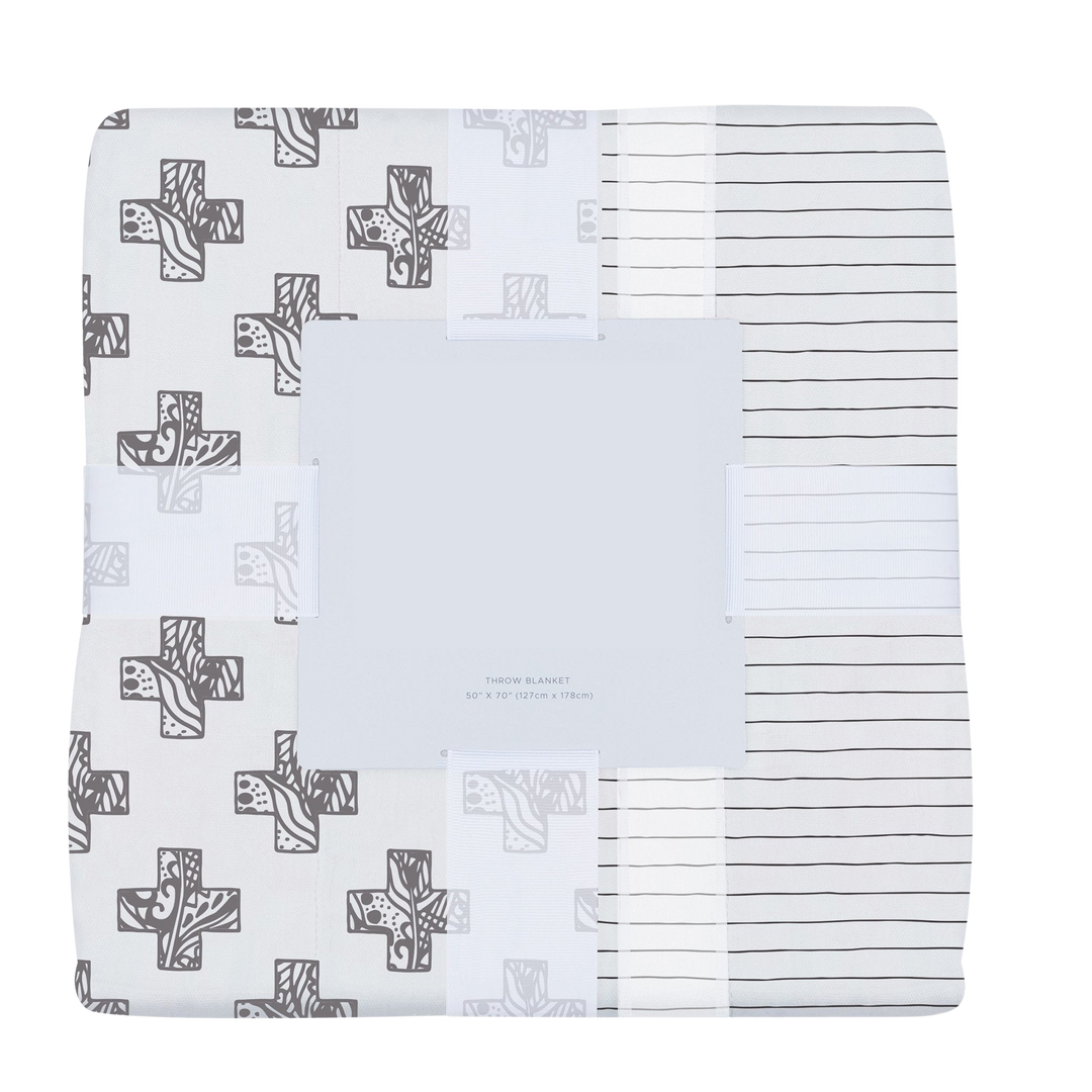 Bamboo Muslin Throw Blanket, Nordic Stamps & Stripes
