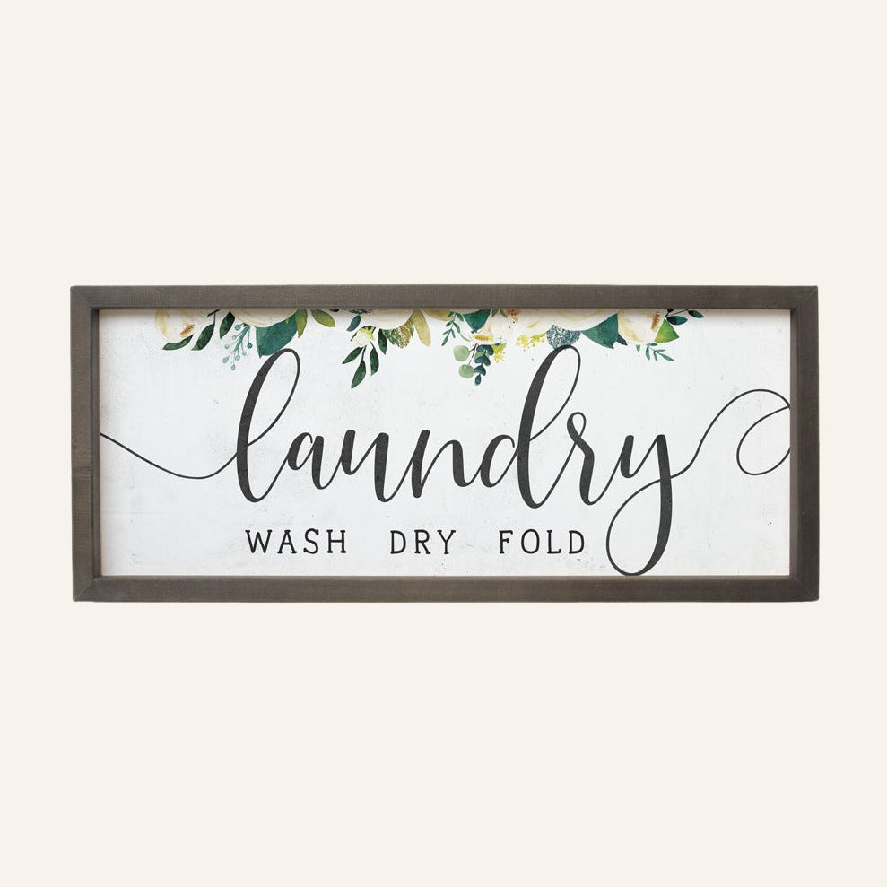 Framed Decorative Quote Art, Laundry Wash, Dry, Fold