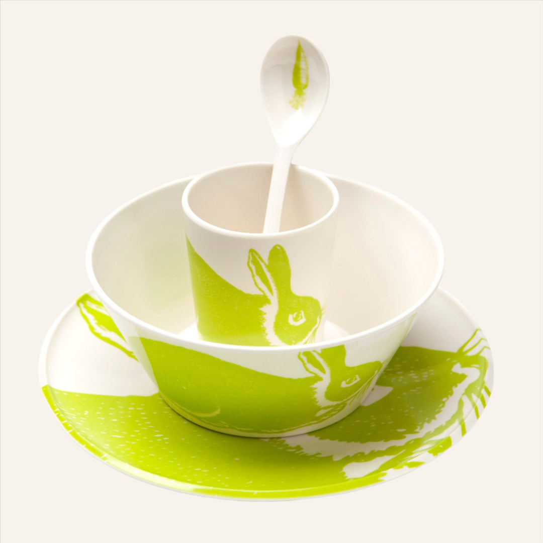Melamine Kids Bunny Dinner Set, Green
