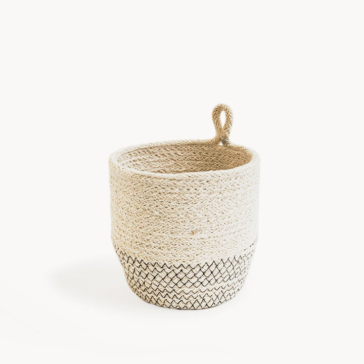 Woven Loop Basket, Black Stitching