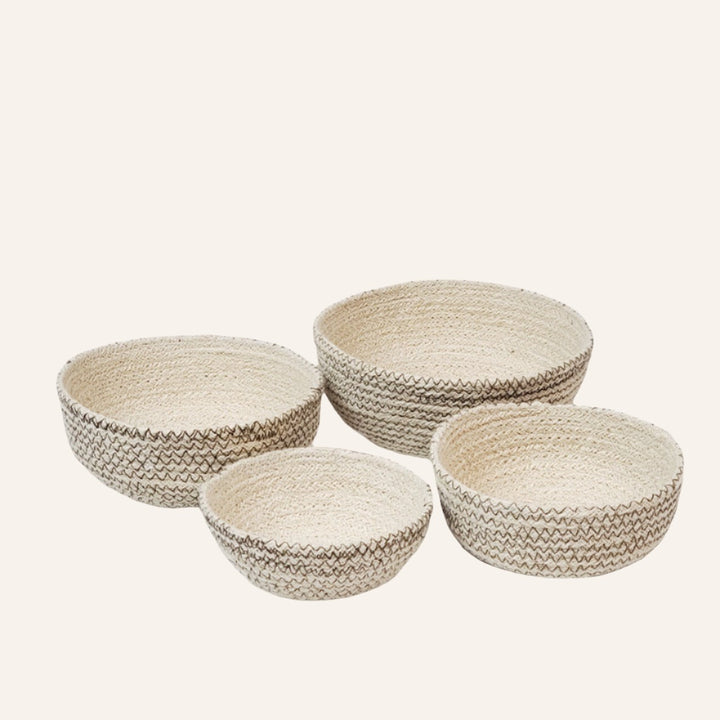 Handmade Round Bowl Baskets, Brown (Set of 4)