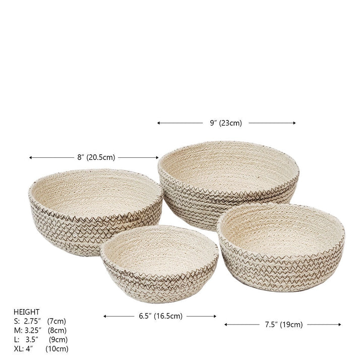 Handmade Round Bowl Baskets, Brown (Set of 4)