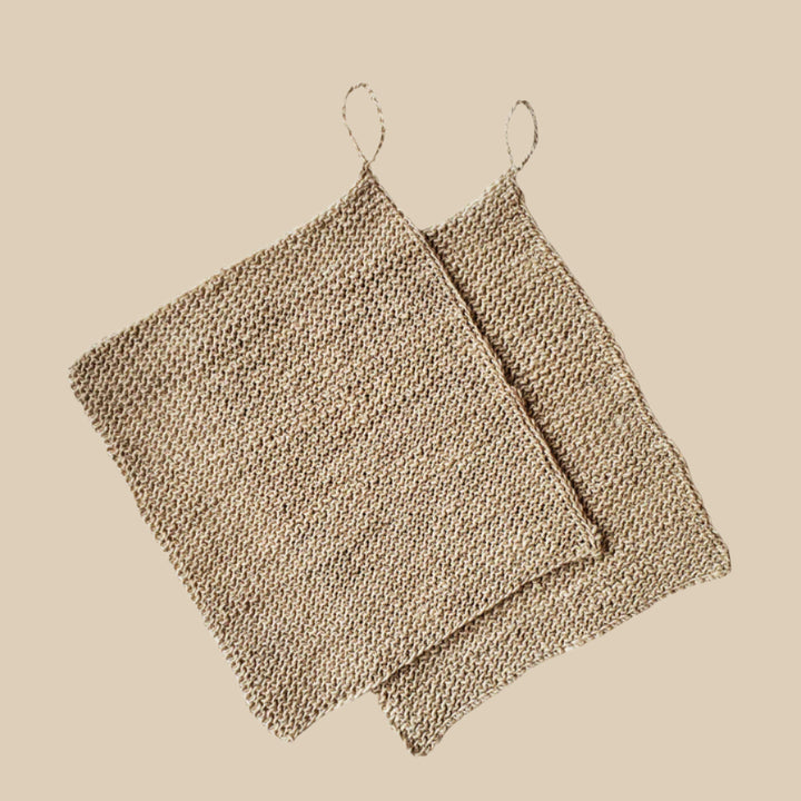 Handmade Woven Hemp Washcloth, Set of 2