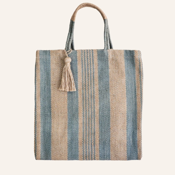 Handwoven Jute Tote Bag, Pale Green