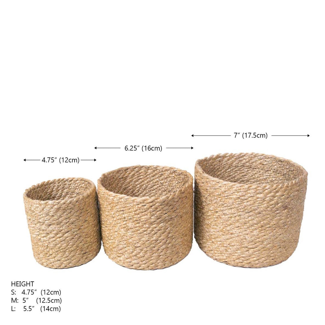 Braided Jute Bin Basket, Natural