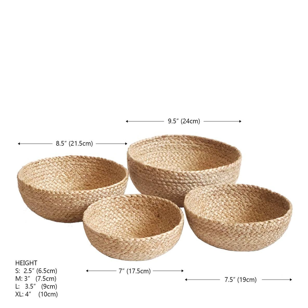 Handwoven Jute Candy Bowls, Natural (Set of 4)