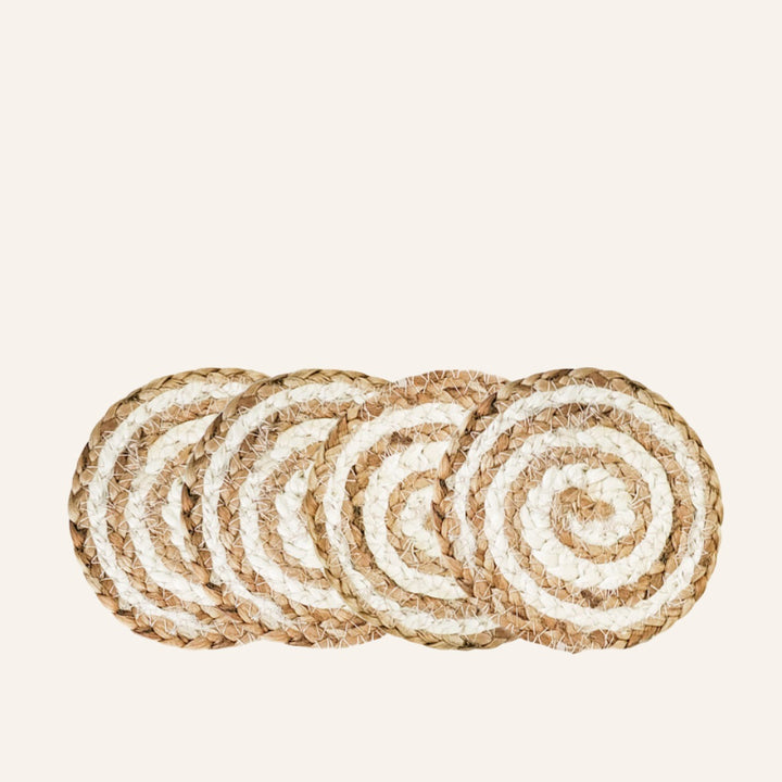 Spiral Coasters, Natural & White (Set of 4)