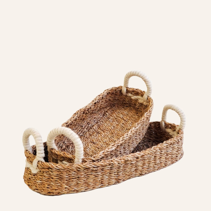 Bread Basket, White Rope Handles