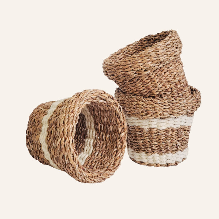 Plant Pot Basket, Striped White or Not