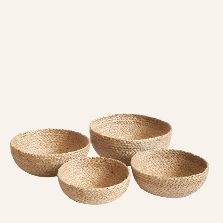 Handwoven Jute Candy Bowls, Natural (Set of 4)