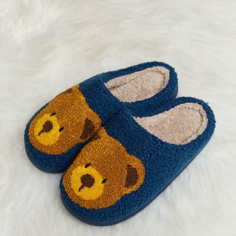 Plush Closed-Toe Slippers, Teddy Bear