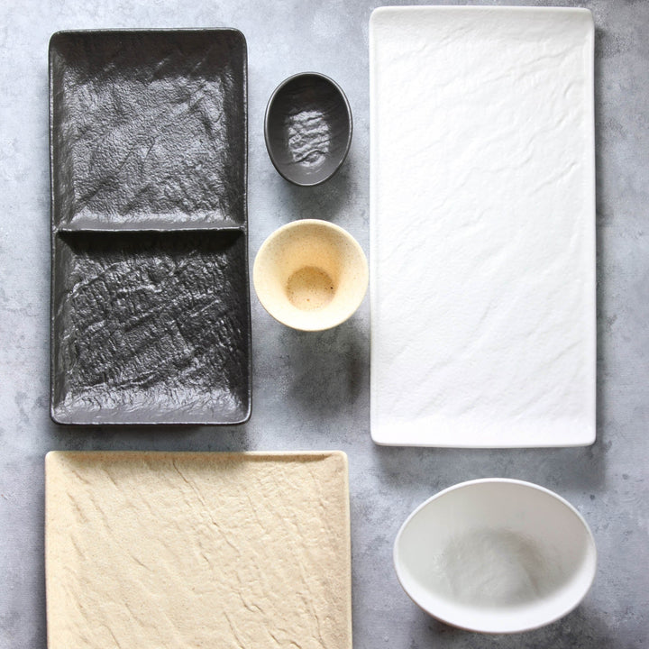 Rectangular Two Part Dish, Black Porcelain Slate look