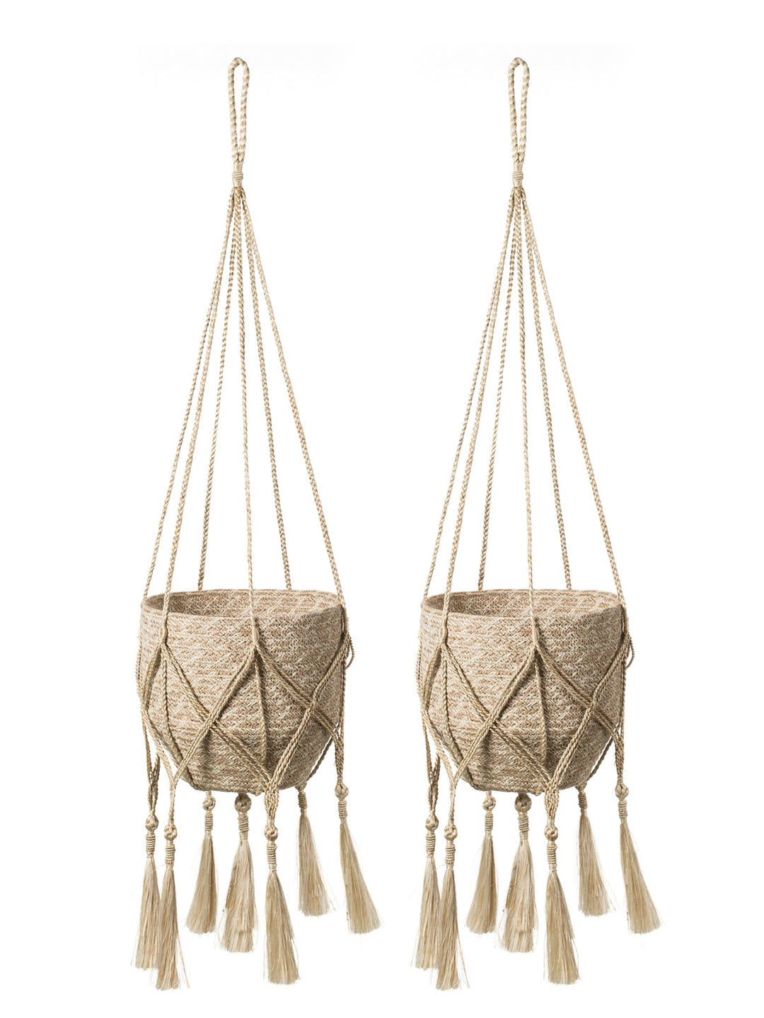 Handwoven Rope Plant Hanger, Tassels