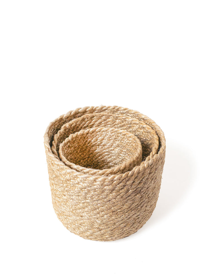 Braided Jute Bin Basket, Natural