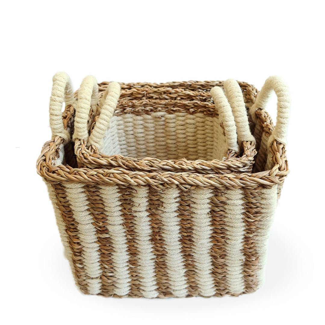 Storage Basket, Rectangular with Rope Handles