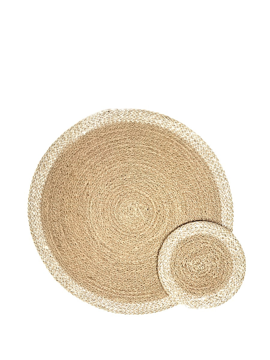 Jute Placemats, Natural with White Border (Set of 4)