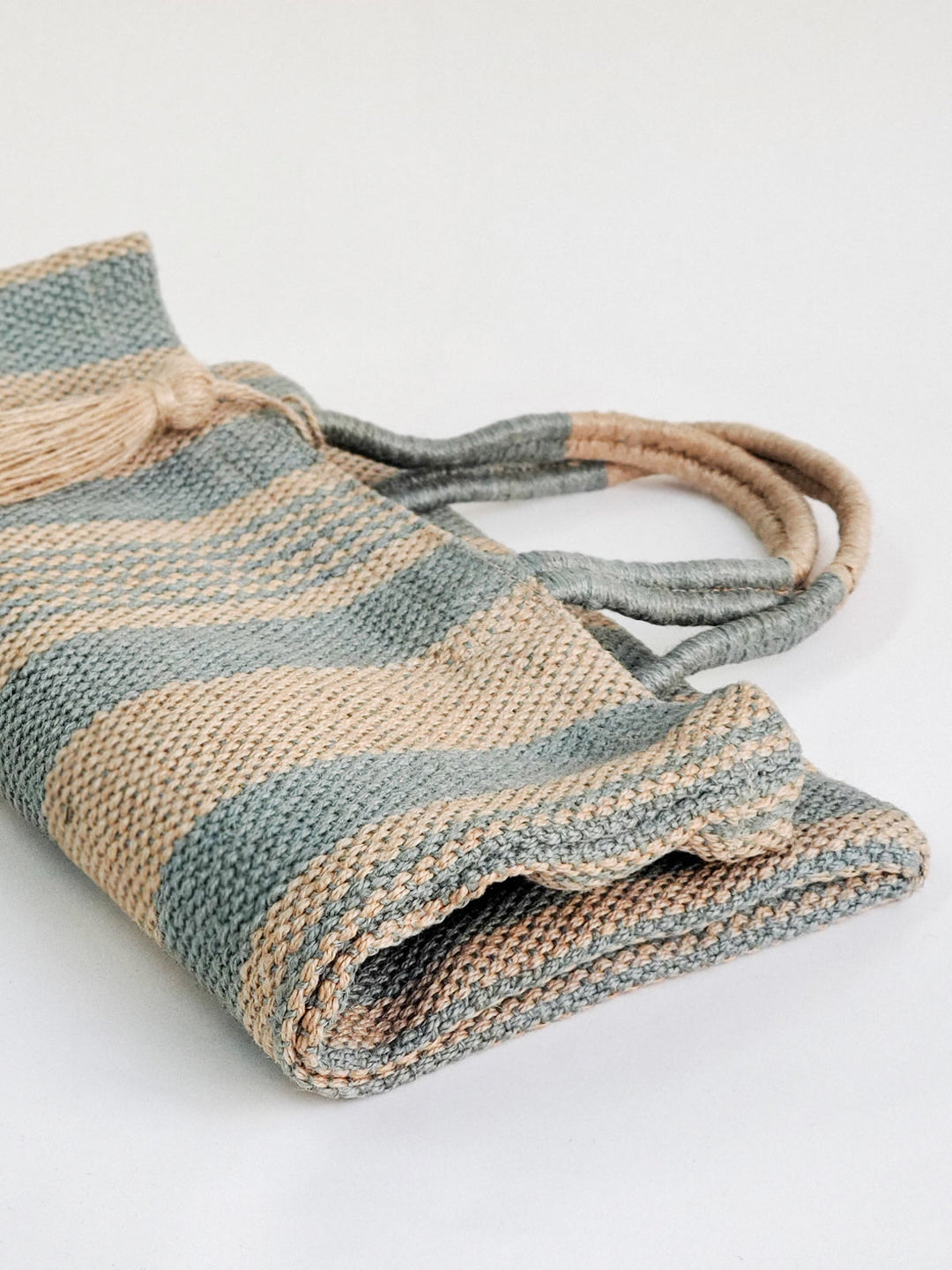 Handwoven Jute Tote Bag, Pale Green