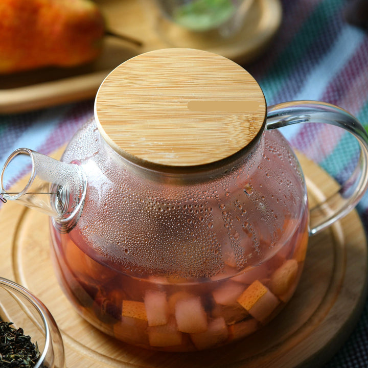 Thermo Glass 32oz Teapot with Bamboo Lid, Stovetop Safe