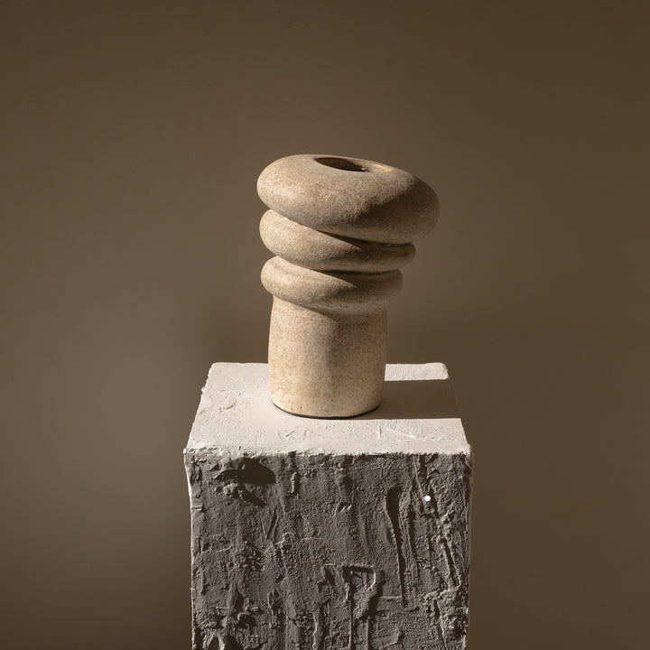 Handmade Clay Vessel Vase, Tilted Layers