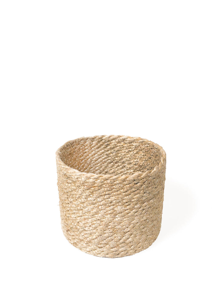 Braided Jute Bin Basket, Natural