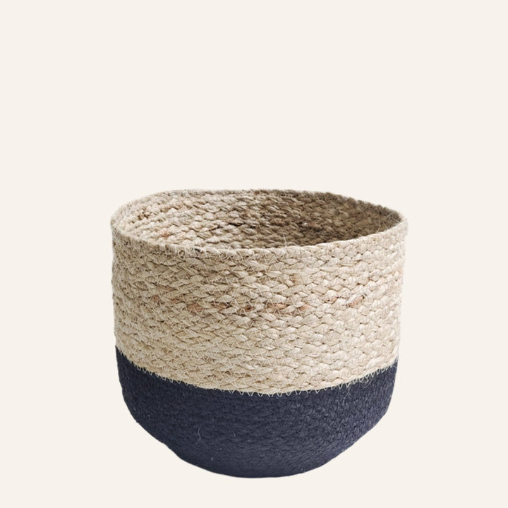 Braided Jute Bin, Natural & Black