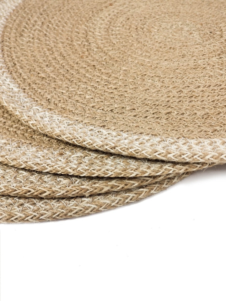 Jute Placemats, Natural with White Border (Set of 4)