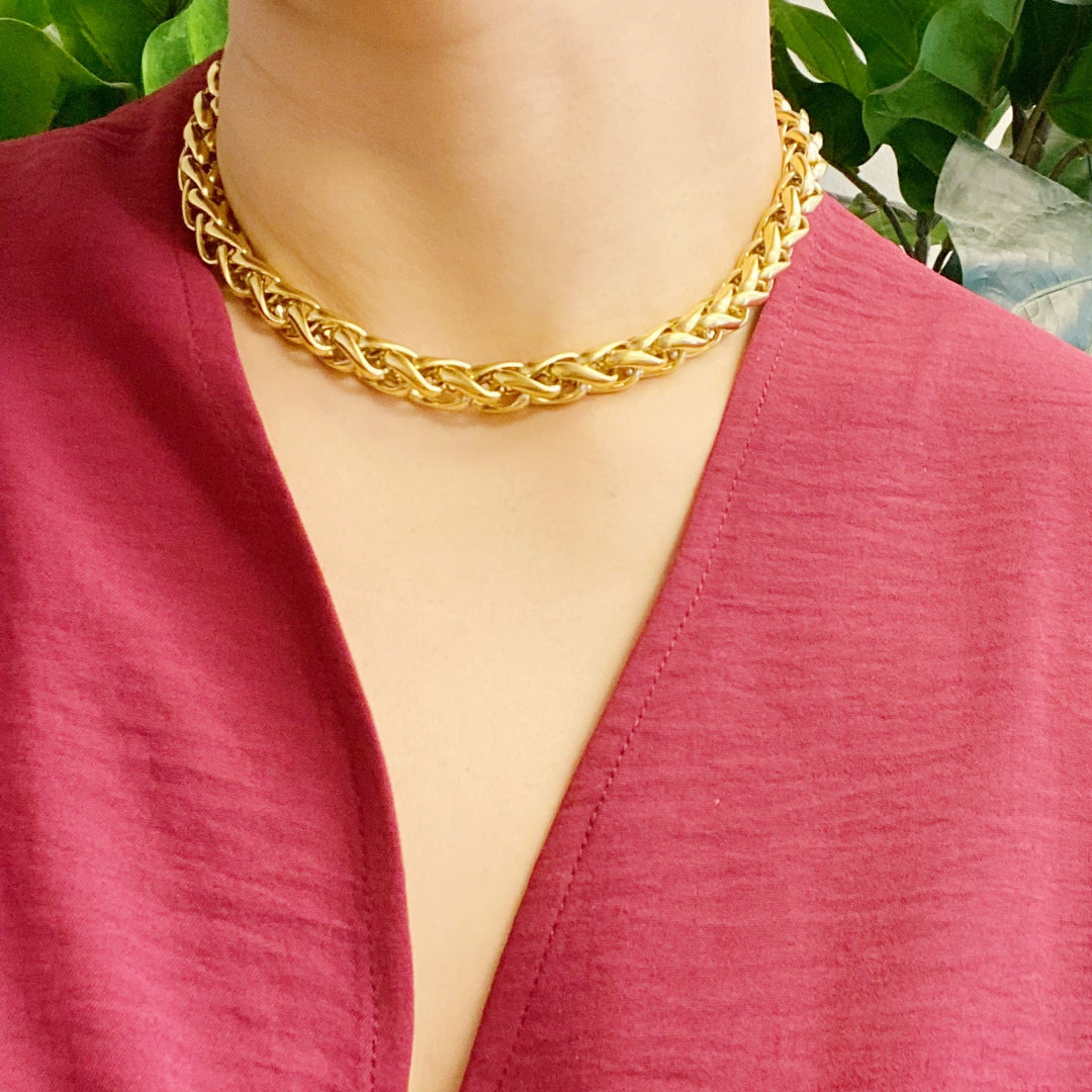 Edgy Chunky Chain Necklace, 18K Gold Plated