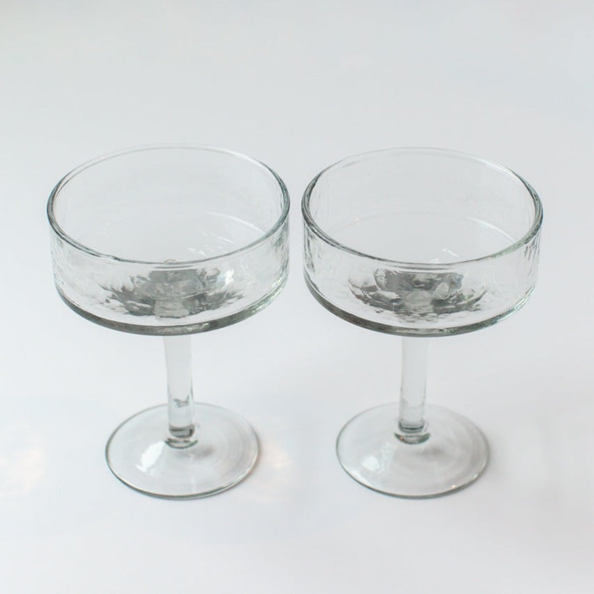 Handblown Clear Coupe Cocktail Glasses, Set of 4