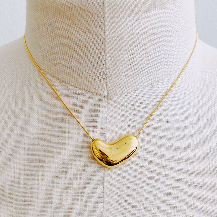 18k Gold Plated Molten Heart Necklace, Silver or Gold
