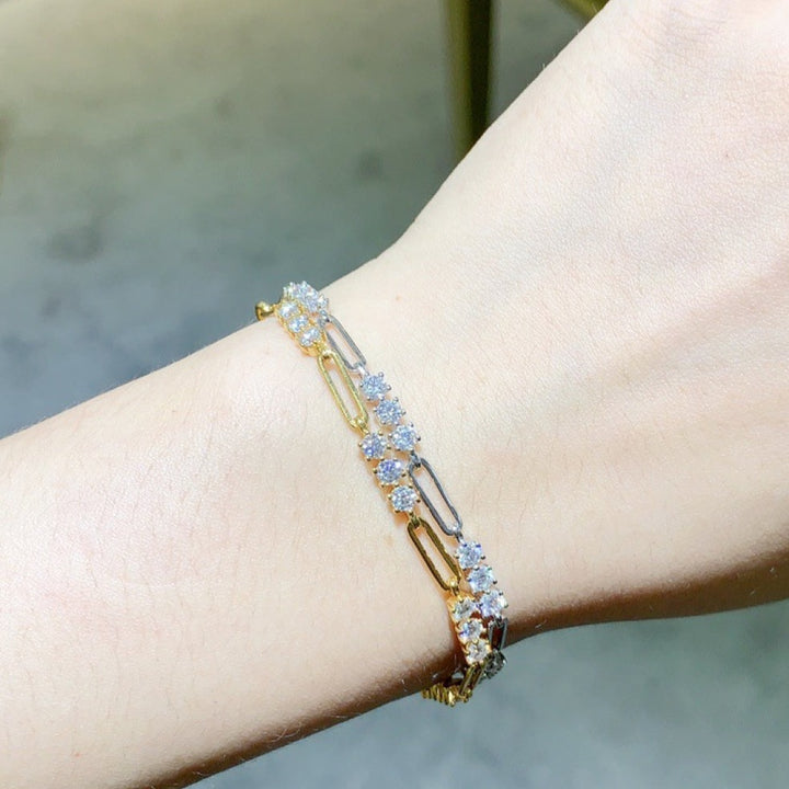 1.8 Carat Moissanite Bracelet, 18k Gold Plated 925 Silver