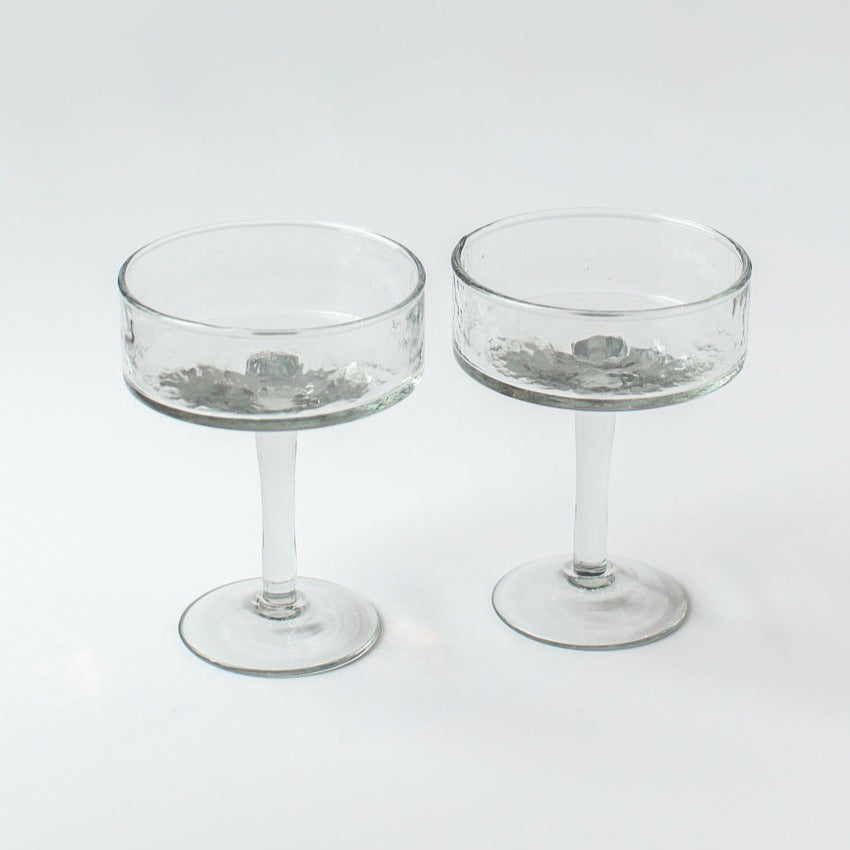 Handblown Clear Coupe Cocktail Glasses, Set of 4