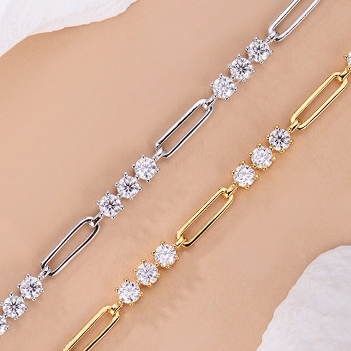 1.8 Carat Moissanite Bracelet, 18k Gold Plated 925 Silver