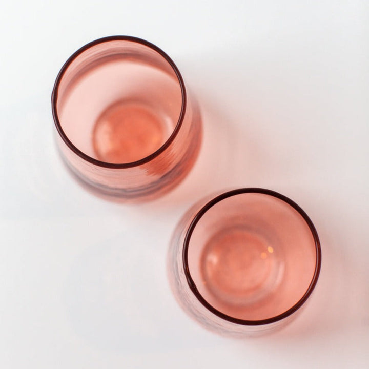 Handblown Blush Hammered Glass Tumblers, Set of 4