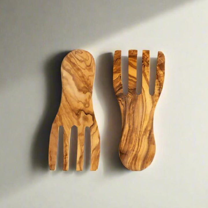 Handmade Olive Wood Salad Servers, Set of 2