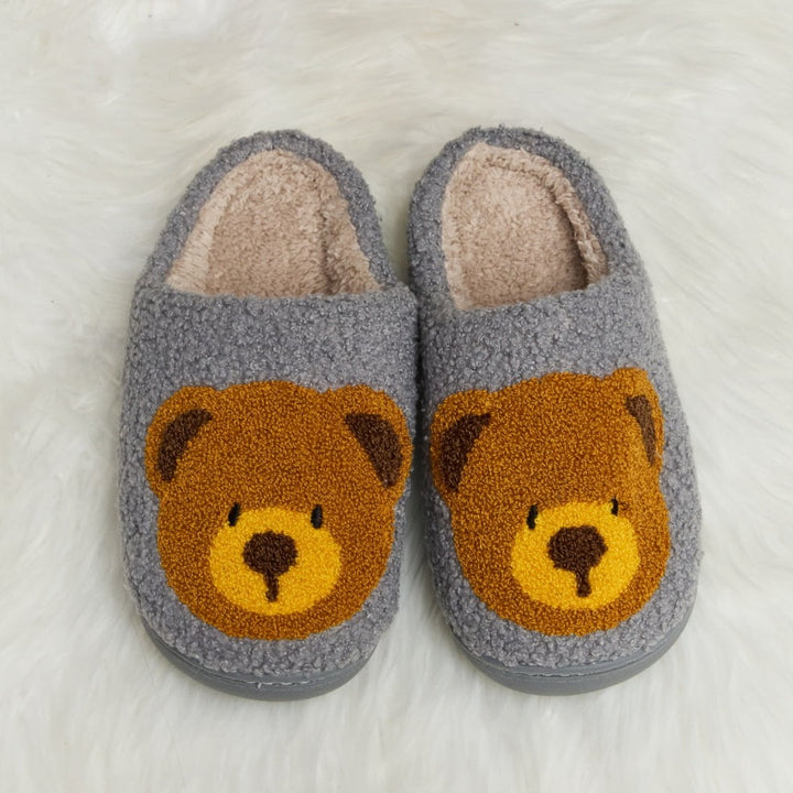 Plush Closed-Toe Slippers, Teddy Bear