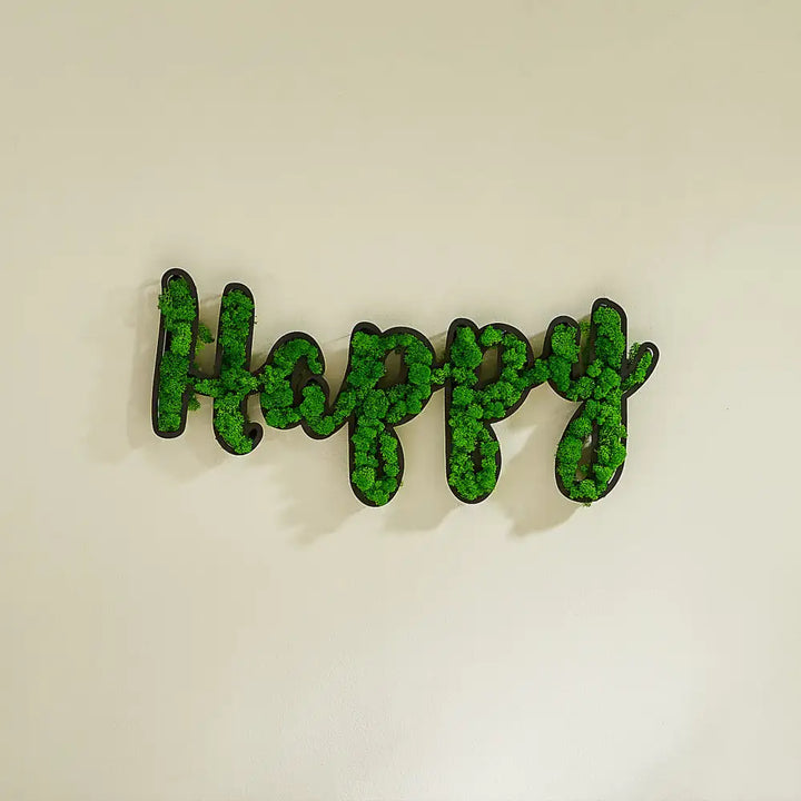 MOSS WORD WALL ART, HAPPY