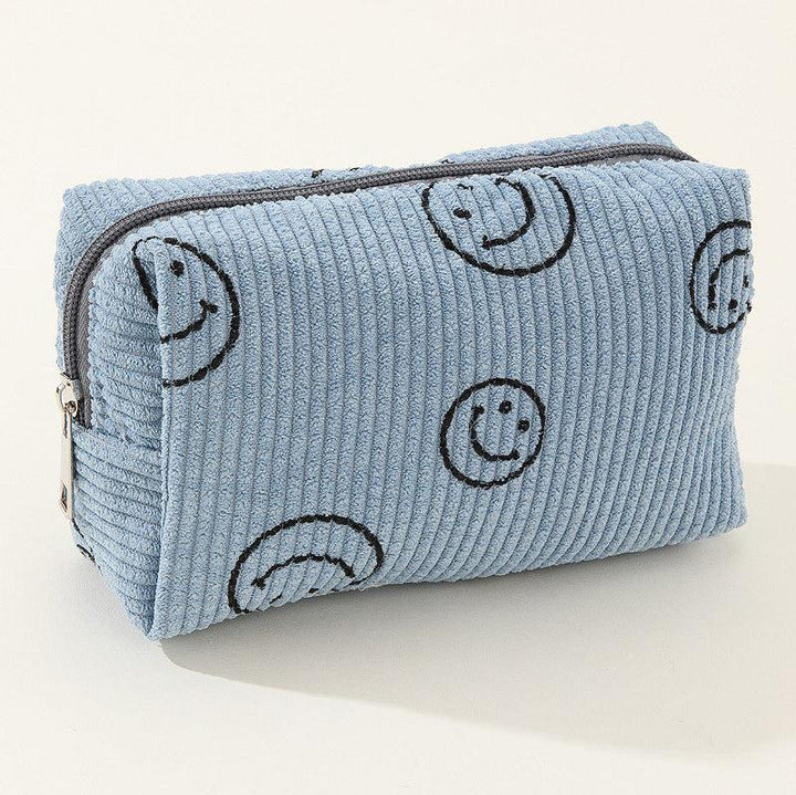 Corduroy Cosmetic Bag, Smiley Faces